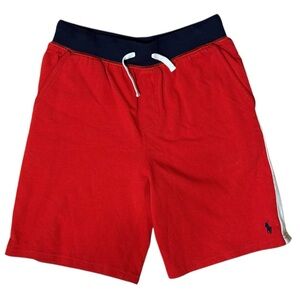 Polo Ralph Lauren Boys Red Cotton Shorts Size M 10–12 Drawstring Logo